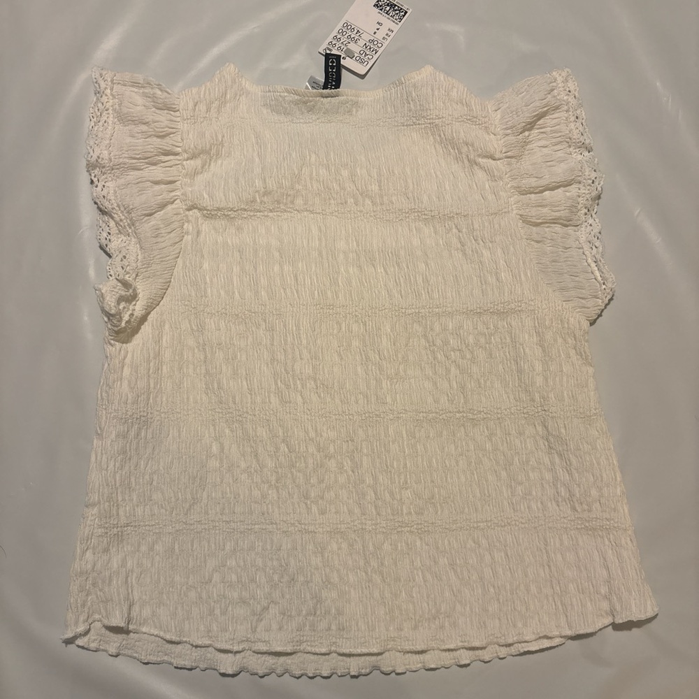 Divided Tan Smocked Ruffled Blouse - Picture 2 of 3